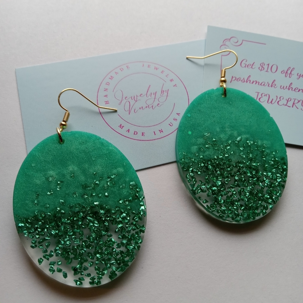 Hand Crafted Green Earrings